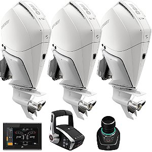 Trinca motor de popa Mercury Verado 3X 300 HP EFI 4T V8 25-30-25" Branco C/ Joystick e DTS Comando Eletrônico - Faturamento INSCRIÇÃO ESTADUAL E PRODUTOR RURAL