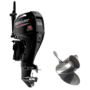MOTOR DE POPA MERCURY 50 HP ELHPT EFI 4T TOP SPEED MID TILLER c/ hélice Inox Vengeance - Exclusividade Martinelli Partida Elétrica e Power Trim Rabeta 20" - Preço P. Rural e PJ