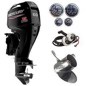 Motor de popa Mercury 60 HP ELPT EFI 4T TOP SPEED c/ hélice Inox Vengeance - Exclusividade Martinelli Partida Elétrica e Power Trim Rabeta 20" - Preço P. Rural e PJ
