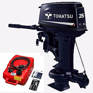 Motor de popa Tohatsu 25 HP 2 Tempos Jet partida manual M25HJETL Hidrojato - Faturamento CNPJ ou Produtor Rural (exceto SP)