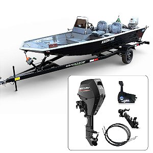 Barco Martinelli Kaisen 500 DC com motor Mercury 25 HP 4T Part. Elétrica + Carreta Rodoviária - Preço do motor para PJ ou Produtor Rural.