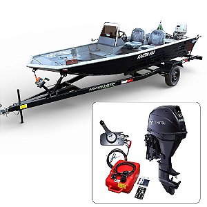 Barco Martinelli Kaisen 500 DC com motor Tohatsu 30 HP 4T Part. Elétrica + Carreta Rodoviária - Preço do motor para PJ ou Produtor Rural