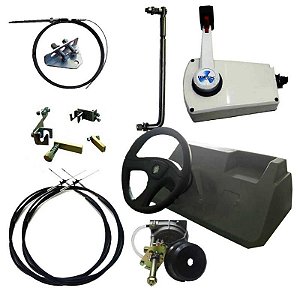 Kit lancha para Mercury 8 / 9.9 hp e barco de 5/6 metros - Painel de polietileno com base + sistema de direção completo