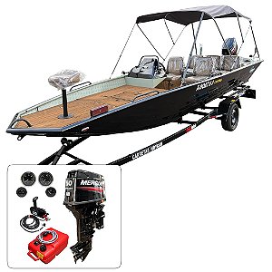 Barco Martinelli XBoat 6.0 Casting com Mercury 50 HP ELPTO + Carreta rodoviária + acessórios de navegação - Preço do motor para PJ ou Produtor Rural