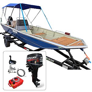 Barco Martinelli Kaisen 550 DC com motor Mercury 30 HP Part. Elétrica + Carreta Rodoviária - Preço do motor para PJ ou Produtor Rural