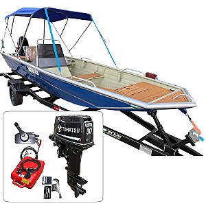 Barco Martinelli Kaisen 550 DC com motor Tohatsu 30 HP 2T Part. Elétrica Comando Original + Carreta Rodoviária - Preço do motor para PJ ou Produtor Rural