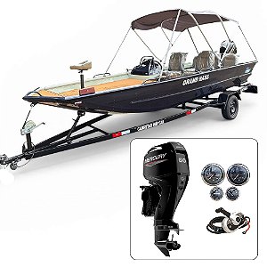 BARCO MARTINELLI GRAND BASS G2 FREEDECK + MERCURY 60 HP 4T ELPT FAT. PJ ou PROD. RURAL + CARRETA RODOVIÁRIA E ACESSÓRIOS DE MONTAGEM
