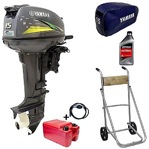 Motor de Popa Yamaha 15 Hp 2T GMHS + Carrinho + capa e Óleo Faturamento Pessoa Física