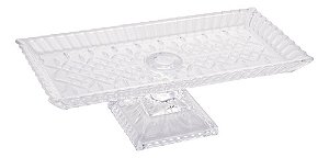 Travessa Prato Bolo De Cristal Com Pé Retangular Lys - Wolff