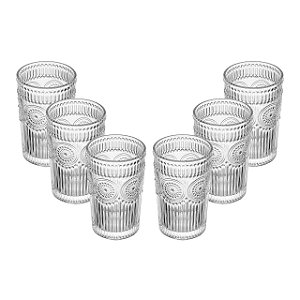 Conjunto 6 Copos Para Suco E Água Altos De Vidro Mandala 380ml - Wolff