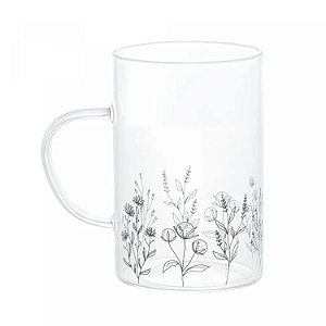 Conjunto 2 Canecas De Vidro Resistente Ao Calor Flor 280ml - Wolff