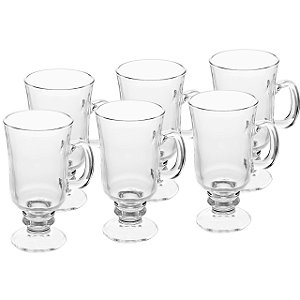 Conjunto 6 Taças P/ Cappuccino C/ Alça E Pé De Vidro 250ml - Wolff