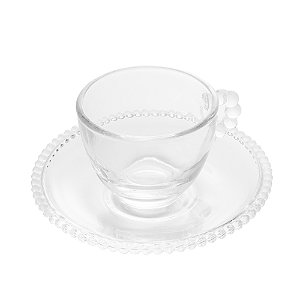 Conjunto 4 Xicaras De Café Cristal Com Pires Pearl 80ml - Wolff