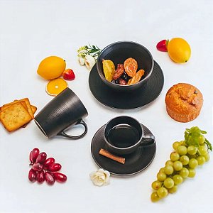 Conjunto 2 Bowls De Cerâmica Preto 13cm X 8cm - Wolff