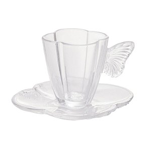 Conjunto 4 Xícaras De Cha De Vidro Com Pires Butterfly 180ml - Wolff