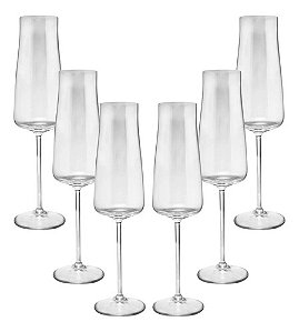 Conjunto Jogo 6 Taças Champanhe Cristal Alex 210ml - Wolff