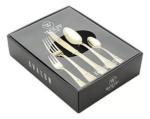 Faqueiro De Aço Inox 30 Peças Dourado Pisa - Wolff