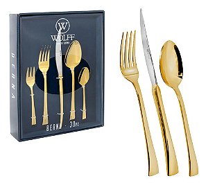 Faqueiro Em Aço Inox Dourado 30 Peças Berna Gift Box - Wolff