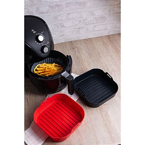 Forma Para Airfryer Quadrada De Silicone Vermelha 20x7cm - Lyor