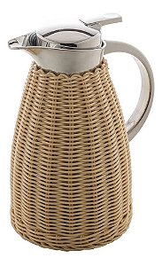 Garrafa Térmica Aço Inox Com Rattan Bege Plástico 1,5 Litros - Wolff