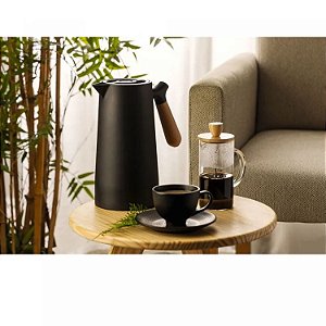 Garrafa Térmica De Plástico Com Termômetro Preta Nórdica 1l - Wolff