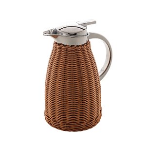 Garrafa Térmica De Aço Inox Com Rattan Plástico Marrom 1l - Wolff