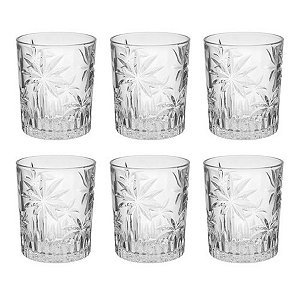Jogo Com 6 Copos Baixo De Cristal Palm Tree 340ml - Wolff