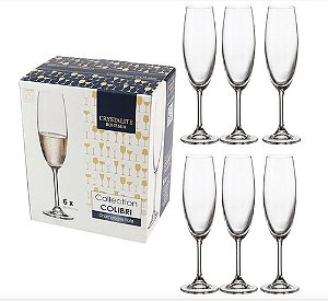 Jogo Com 6 Taças De Cristal Champanhe 220 Ml Colibri Bohemia - Wolff