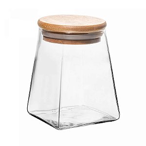 Porta Mantimentos E Alimentos Em Vidro Borossilicato Resistente Com Tampa De Bambu 500ml - Wolff