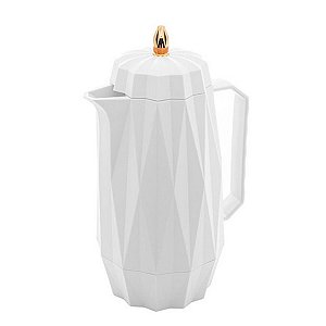 Garrafa Térmica Para Café E Chá Diamond Branca 1 Litro - Lyor