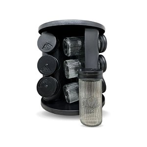 Porta Condimentos Giratório 9 Potes Vidro Com Tampa