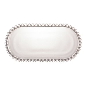 Travessa Cristal Pearl Oval 24cm Luxo Elegante Mesa Posta Wolff