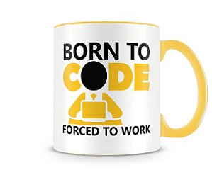 Caneca Born To Code Amarela