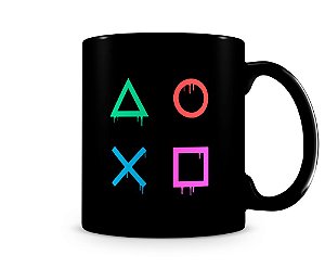 Caneca Gamer Botões Drip Black