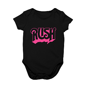 Body Bebê Algodão Rush Preto e Rosa