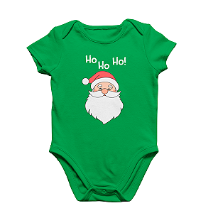Body Bebê Algodão Papai Noel Ho Ho Verde