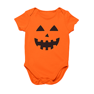 Body Bebê Algodão Abóbora Halloween Laranja