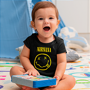 Body de bebê em algodão Nirvana smile rock