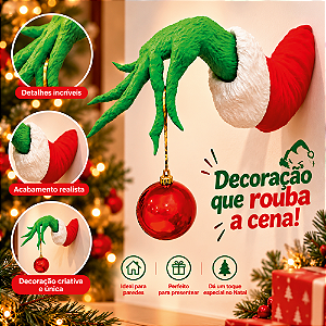 Braço Grinch Natalino 30 cm Decoração Porta Parede Enfeite Natal