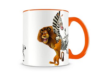 Caneca Madagascar Alex e Marty Laranja