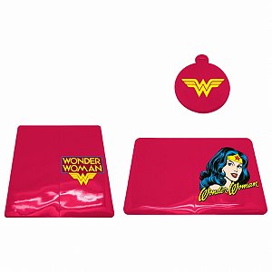 Set 3pcs viagem pvc dc wonder woman pink 20,5x13,7x3 20,6x2