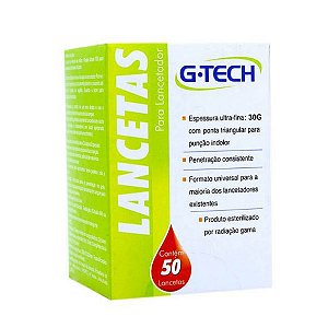 Caixa com 50 Lancetas Universal 30g para lancetadora comfort G-tech