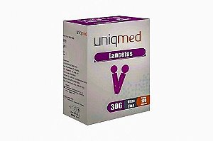 Caixa com 100 Lancetas Universal  30g para lancetadora Uniqmed Plus