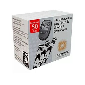 100 Tiras Reagentes Descarpack Teste De Glicemia