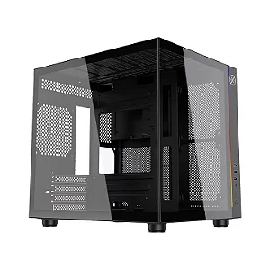 Gabinete Gamer Kalkan Midgard Preto Vidro Temperado Aquário Fita LED RGB