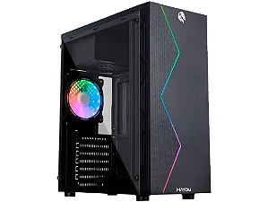 Gabinete Gamer Hayom GB1705 Preto Fita LED RGB Mid Tower ATX