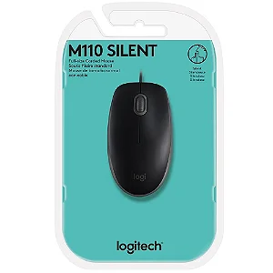 Mouse Logitech M110 Silent 1000 DPI USB Clique Silencioso Preto
