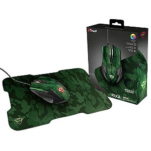 Kit Gamer Trust GXT 781 Rixa Camo: Mouse Gamer 3200 DPI + Mousepad Camuflado