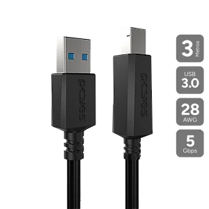 Cabo USB 3.0 para Impressora e HD Externo A/B 3m PCYES PUABM3-3