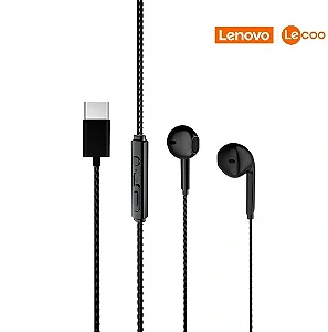 Fone de Ouvido Intra-Auricular Lecoo EH104 USB-C Preto (Tecnologia Lenovo)